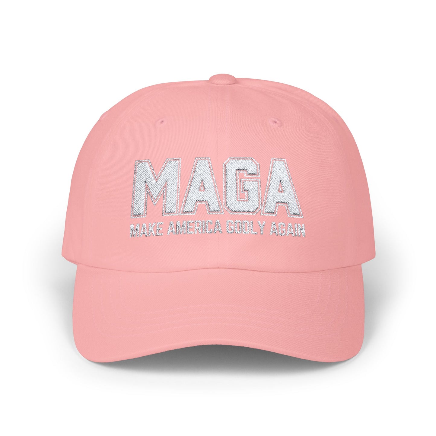 MAGA Make America Godly Again Classic Hat. White Embroidered Design