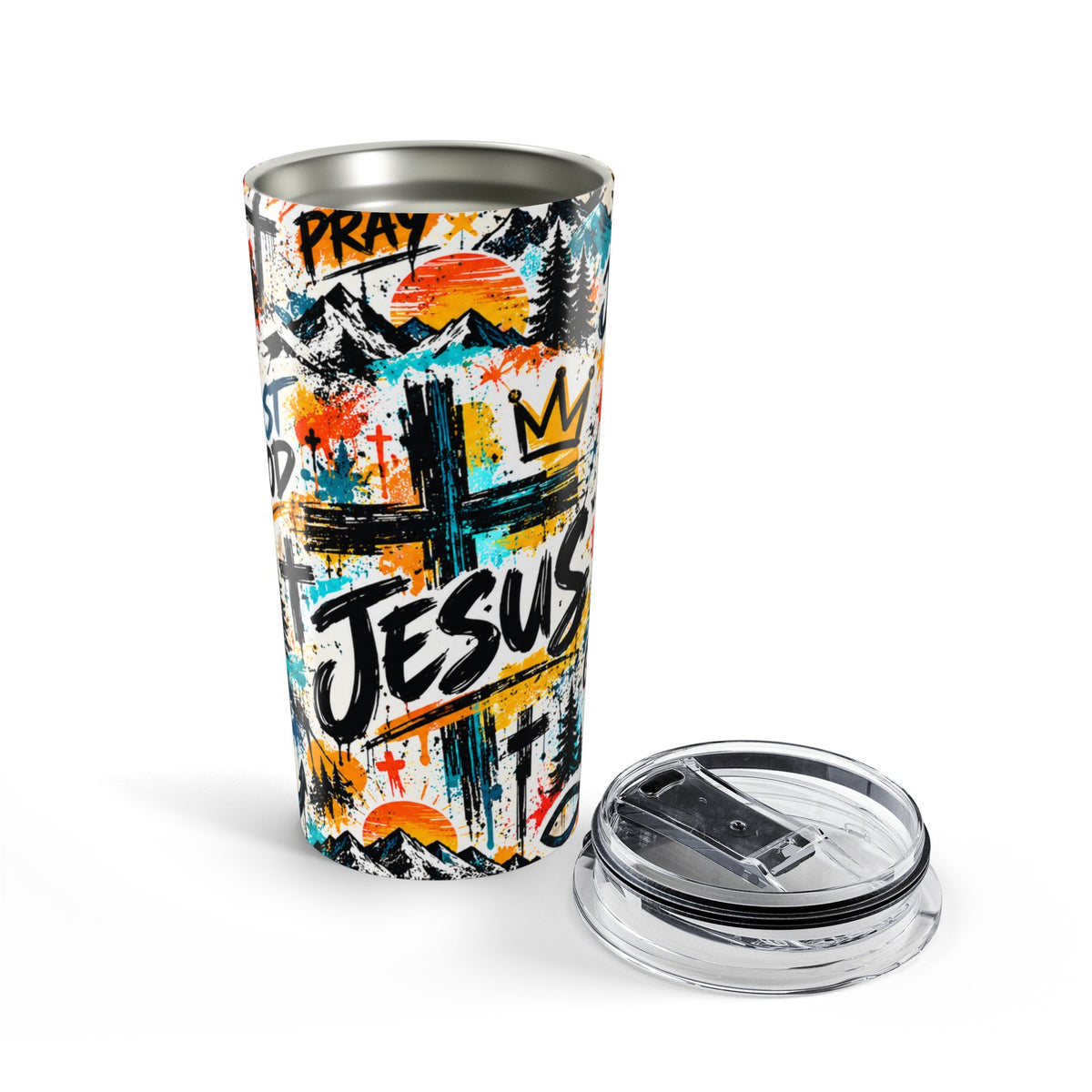 Jesus Christian 20oz Tumbler | Colorful Graffiti Faith-Inspired Stainless Steel Travel Cup