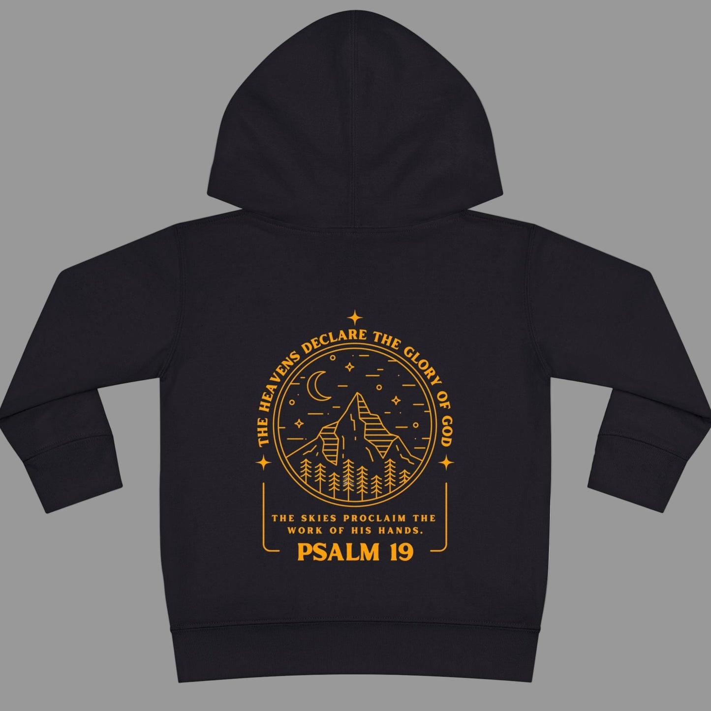 Toddler Psalm 19 'The Heavens Declare The Glory Of God' Pullover Fleece Hoodie, Christian Toddler Hooded Sweatshirt
