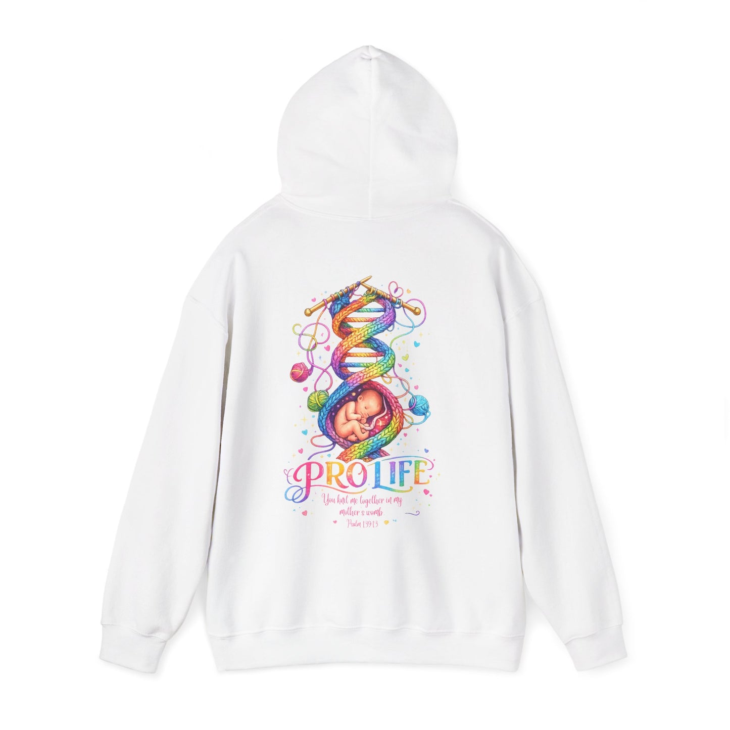 Pro-Life Christian Hoodie, Psalm 139 "You Knit Me Together" Heavy Blend Hooded Sweatshirt