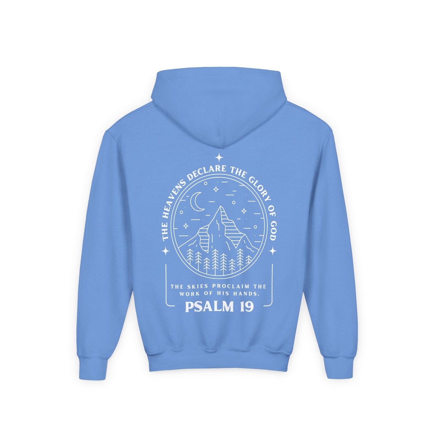 Youth Psalm 19 Hooded Sweatshirt, Cozy Kids Christian Apparel, 'The Heavens Declare The Glory Of God' Teen Bible Verse Hoodie