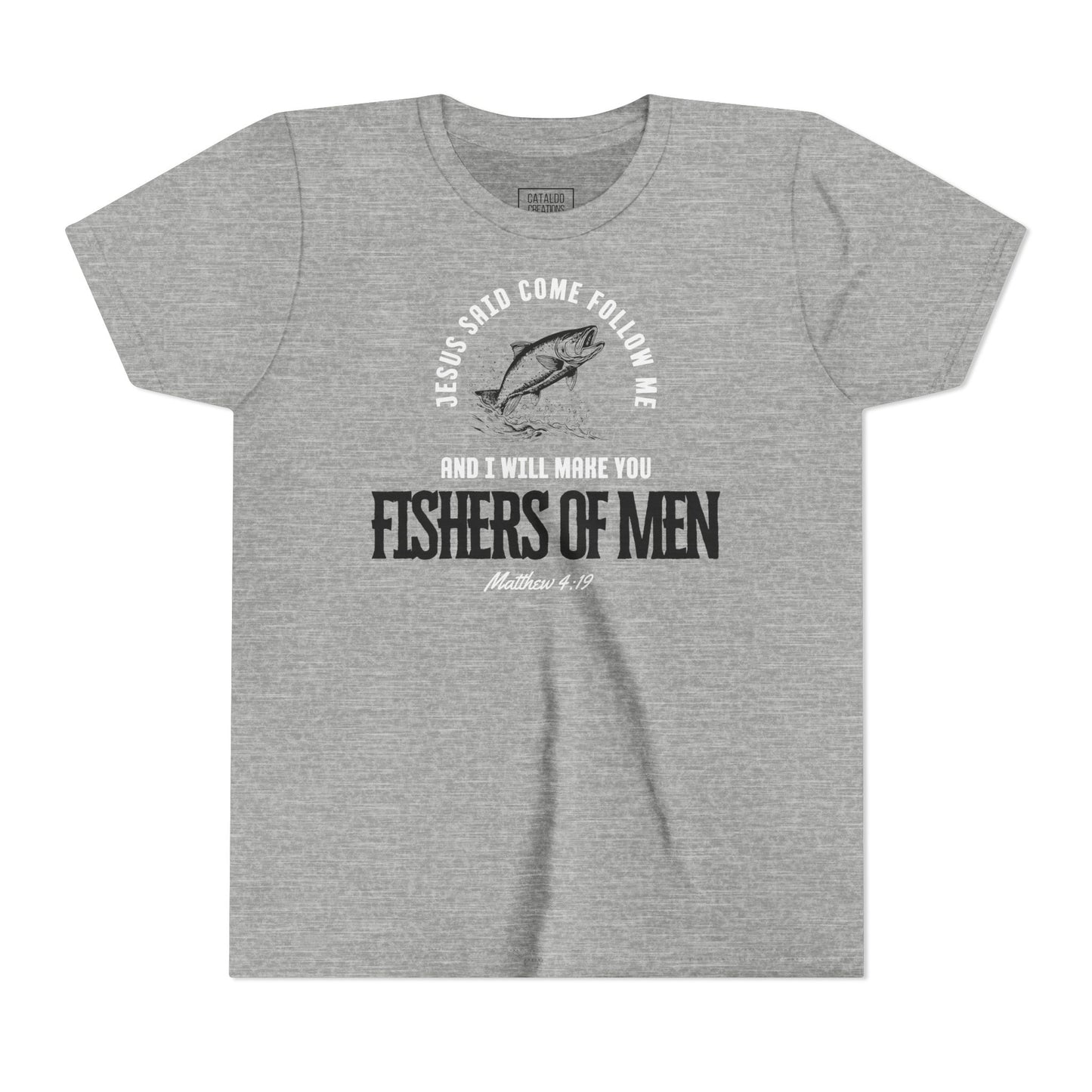 Fishers Of Men Youth Short Sleeve Scripture Tee - Inspirational Jesus Design