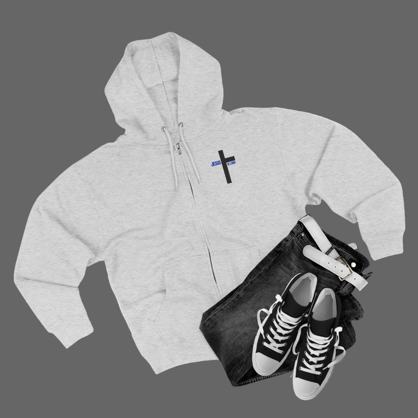 Every Knee Will Bow And Every Tongue Confess Jesus Is Lord Faith-Inspired Full Zip Hoodie | Inspirational Apparel, Christian Gift