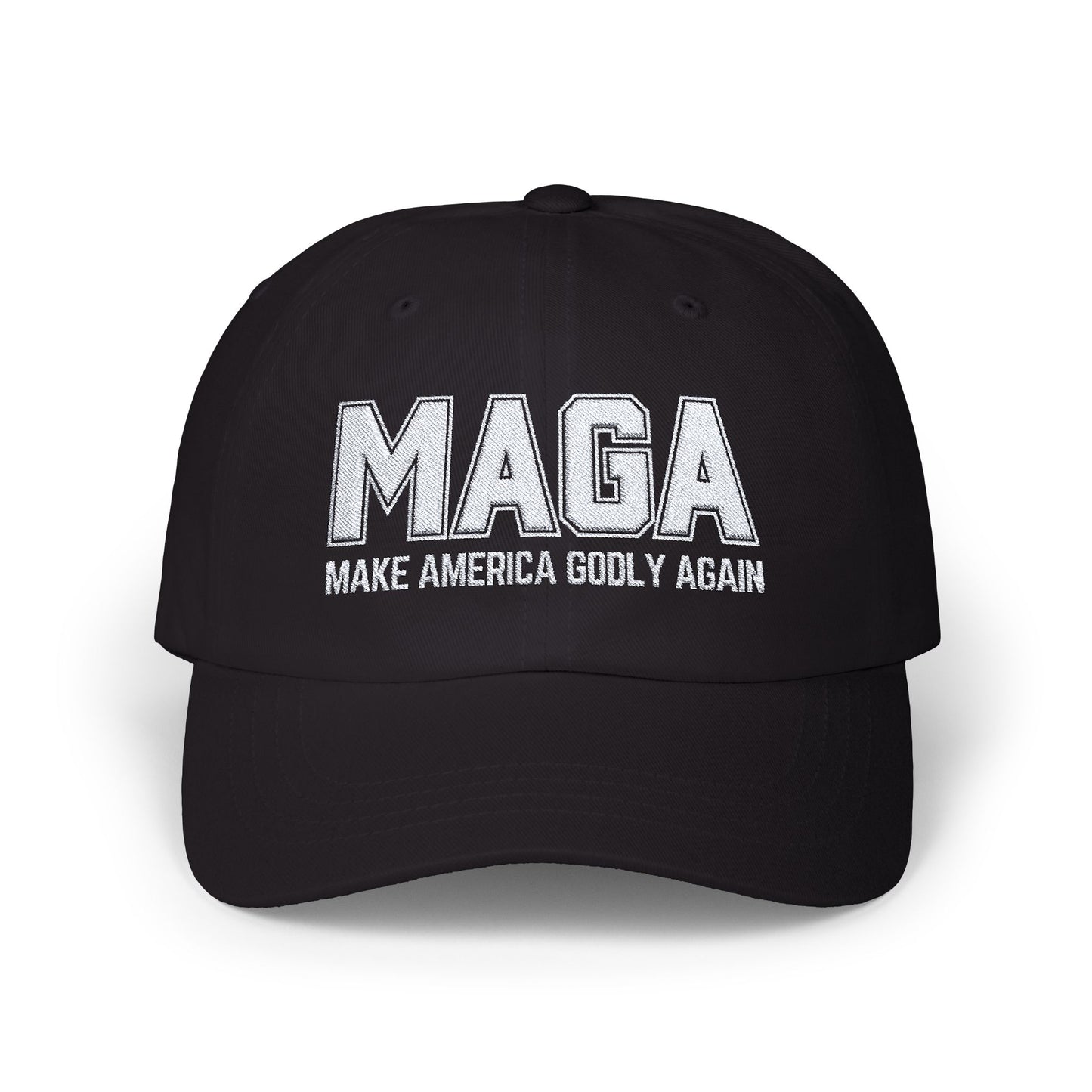 MAGA Make America Godly Again Classic Hat. White Embroidered Design