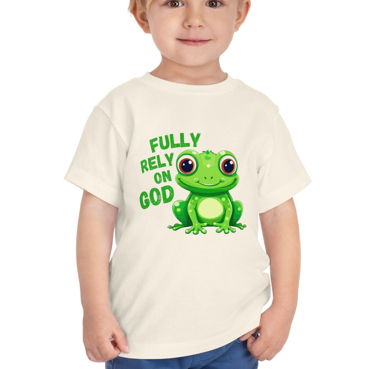 Full Rely On God Christian Toddler Tee, Frog Short Sleeve T-Shirt