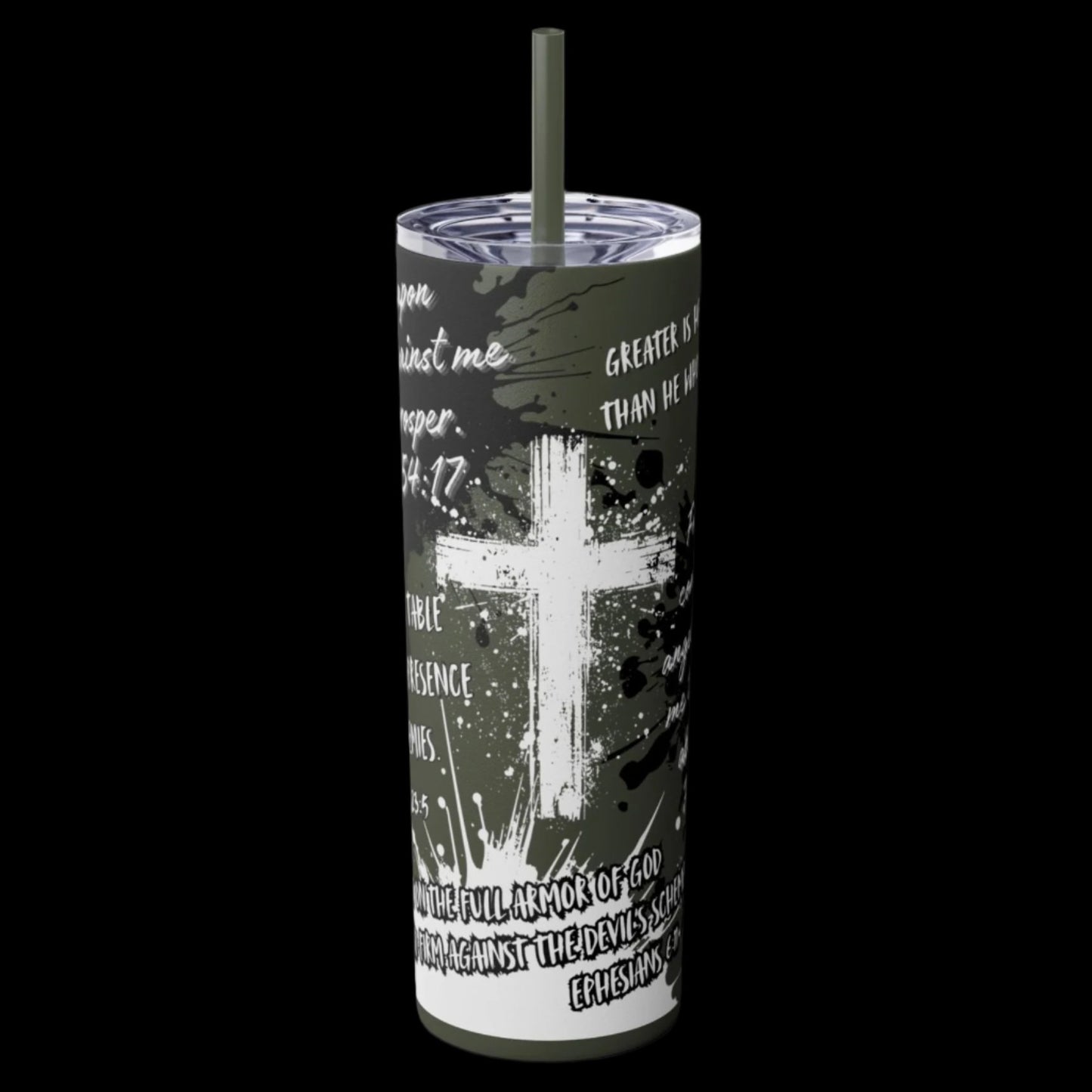 20oz Christian Tumbler With Straw. God's Protection Bible Verse Drink Cup