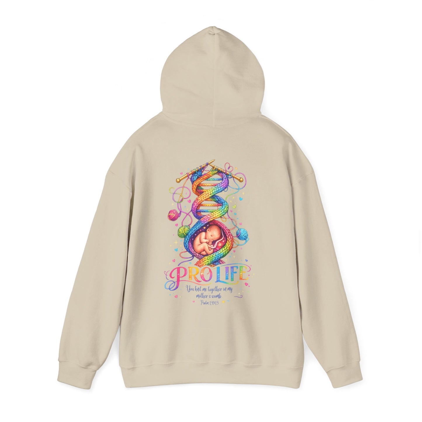 Pro-Life Christian Hoodie, Psalm 139 "You Knit Me Together" Heavy Blend Hooded Sweatshirt