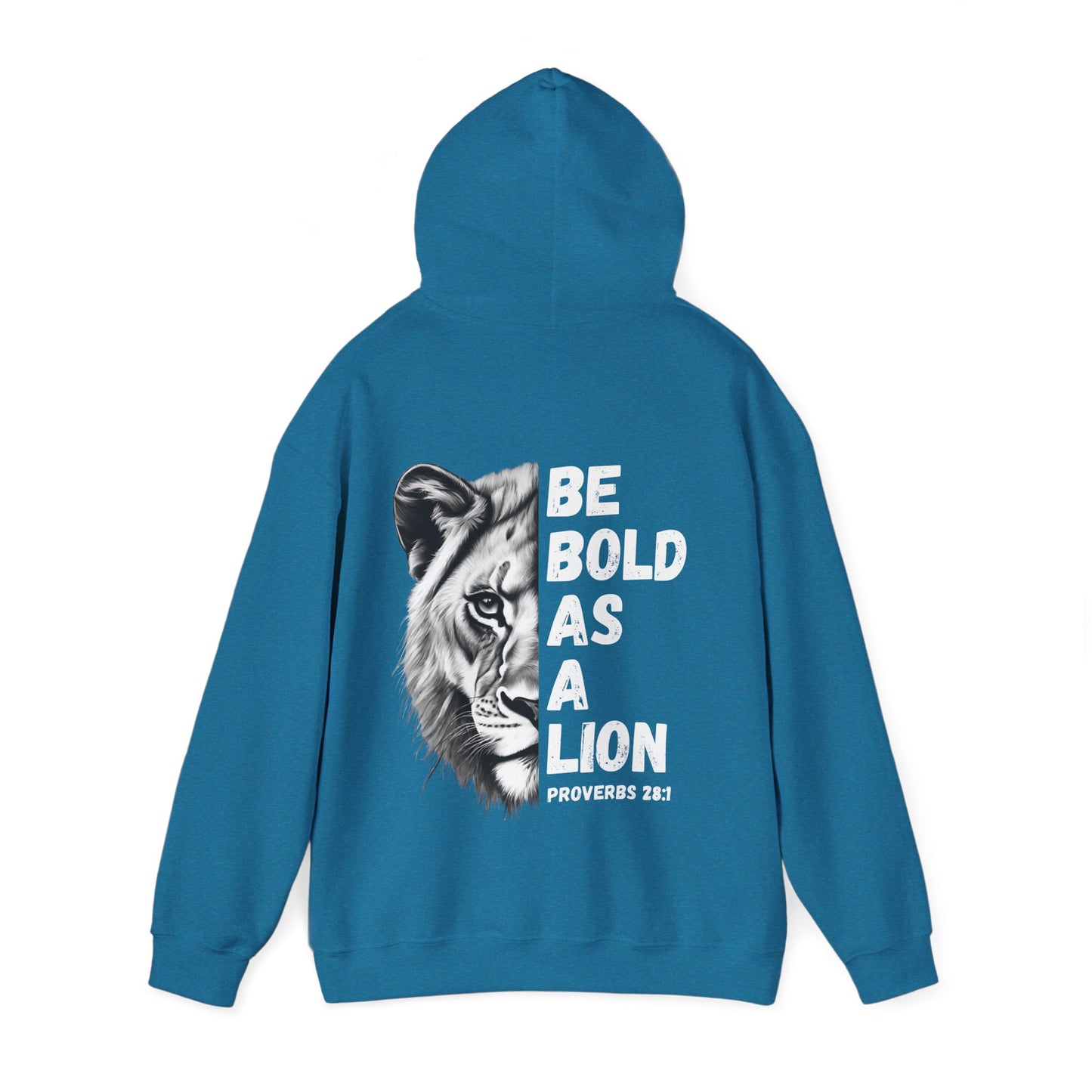 Be Bold As A Lion Christian Hoodie, Proverbs Bible Verse Hooded Sweatshirt, Lion Graphic Faith Based Sweatshirt