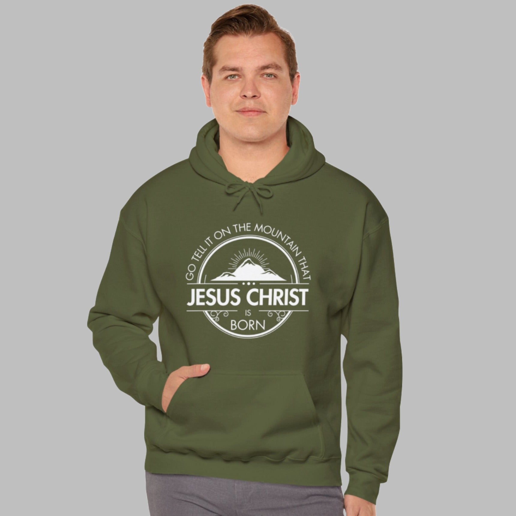 Go Tell It On The Mountain That Jesus Christ is Born. Christian Jesus Hoodie