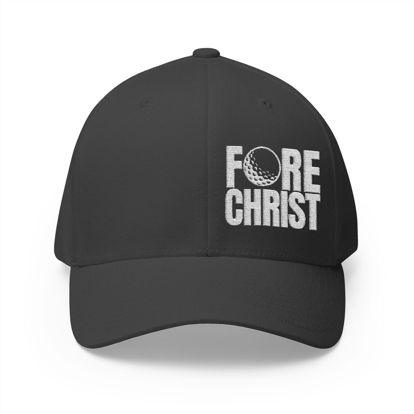 Fore Christ Embroidered Golf Hat - Faith-Inspired Closed-Back Hat For Golfers