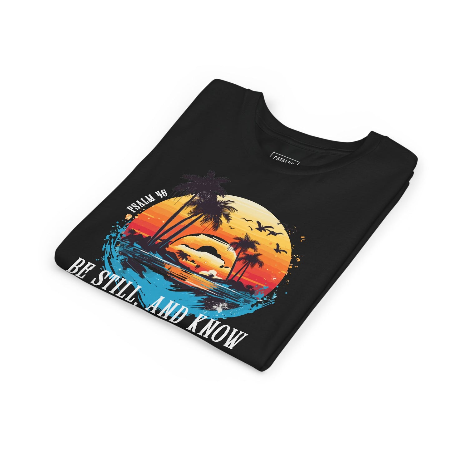 Youth Short Sleeve Tee with Bible Verse Ocean Sunset Design | Summer Vibes, Beachwear, Kid's Faith-Based Apparel