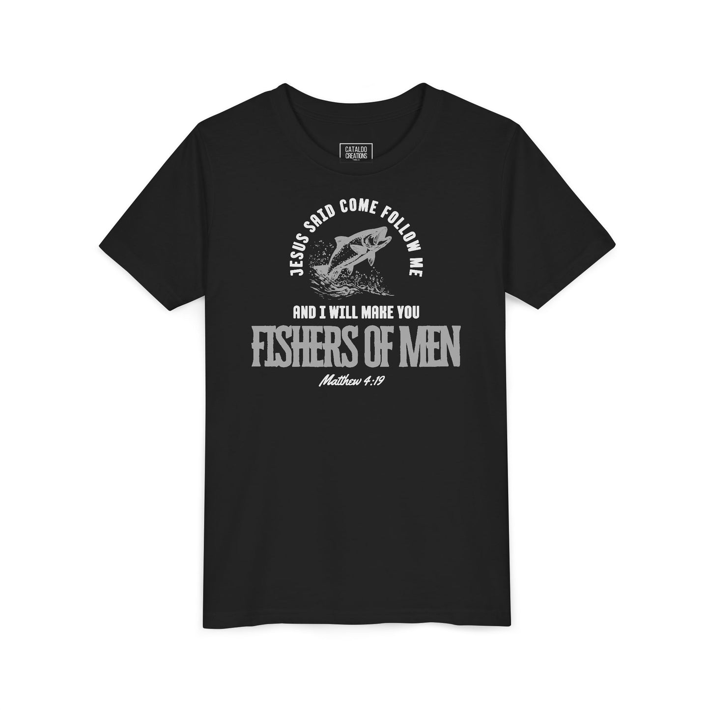 Fishers Of Men Youth Short Sleeve Scripture Tee - Inspirational Jesus Design