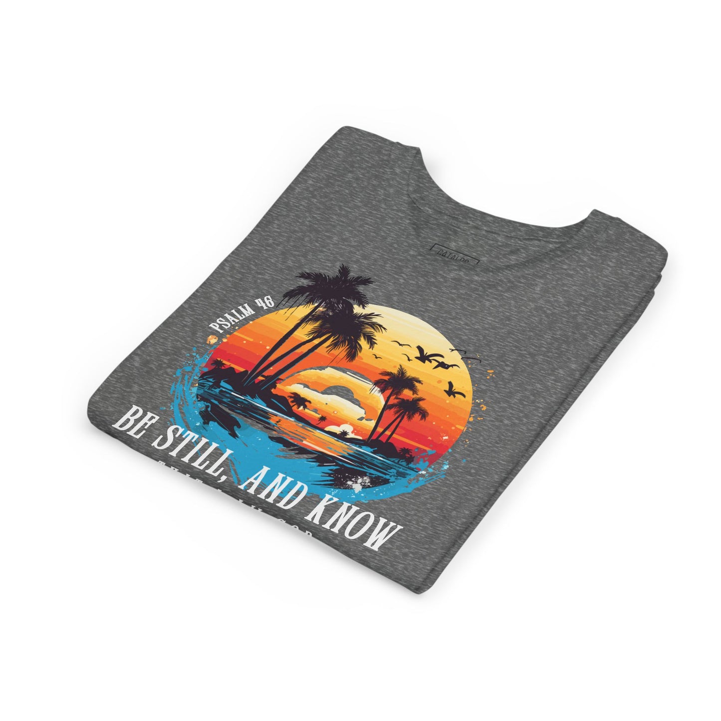 Youth Short Sleeve Tee with Bible Verse Ocean Sunset Design | Summer Vibes, Beachwear, Kid's Faith-Based Apparel