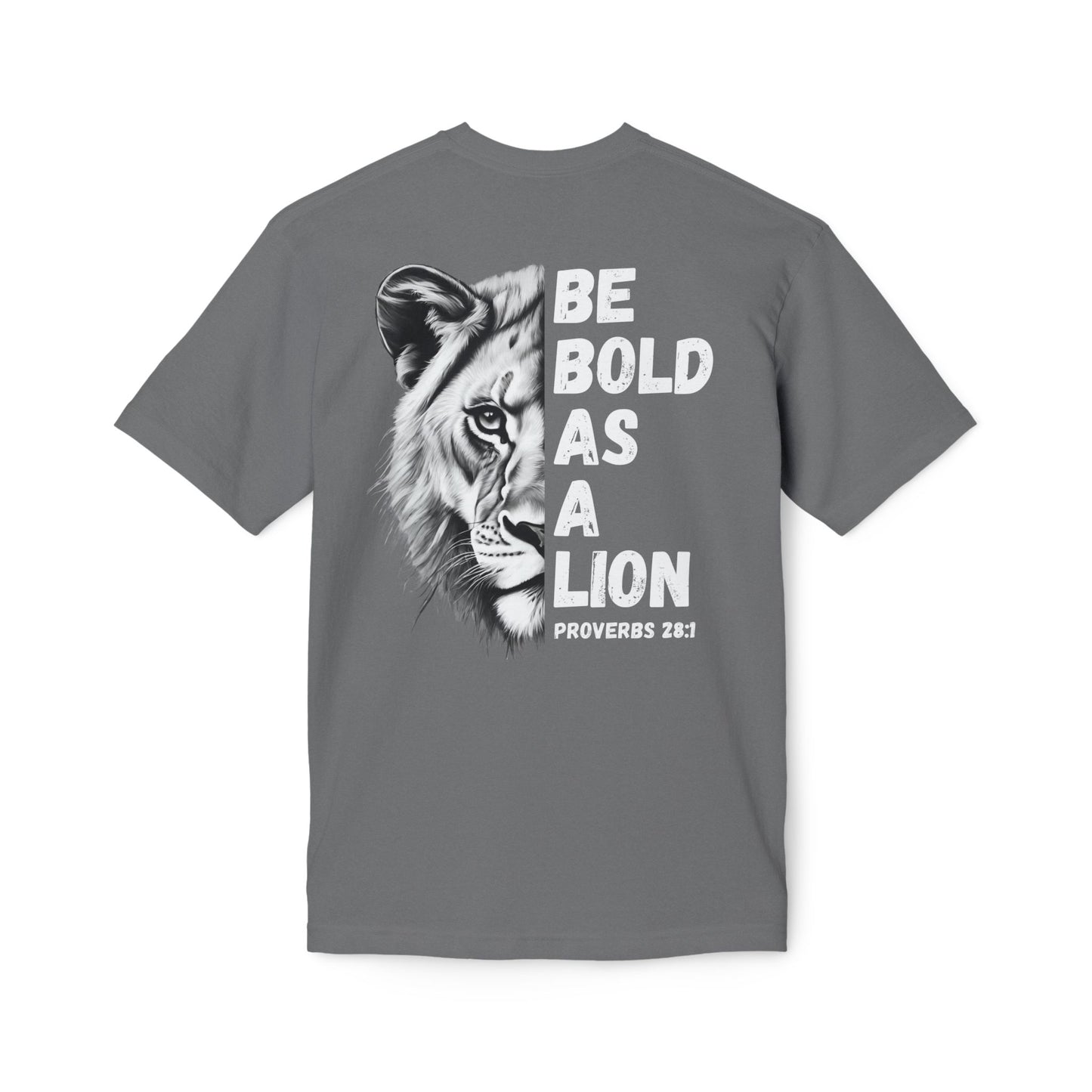 Made In The USA - Bold As A Lion Christian T-Shirt, Inspirational Tee, Faith Apparel, Proverbs 28:1