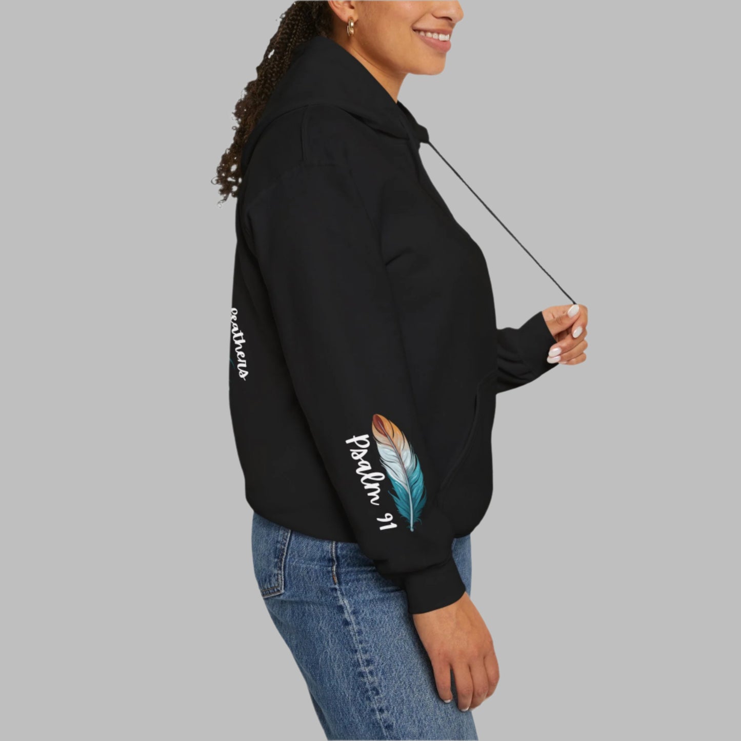 Psalm 91:4 Cover You With His Feathers Heavyweight Hooded Sweatshirt