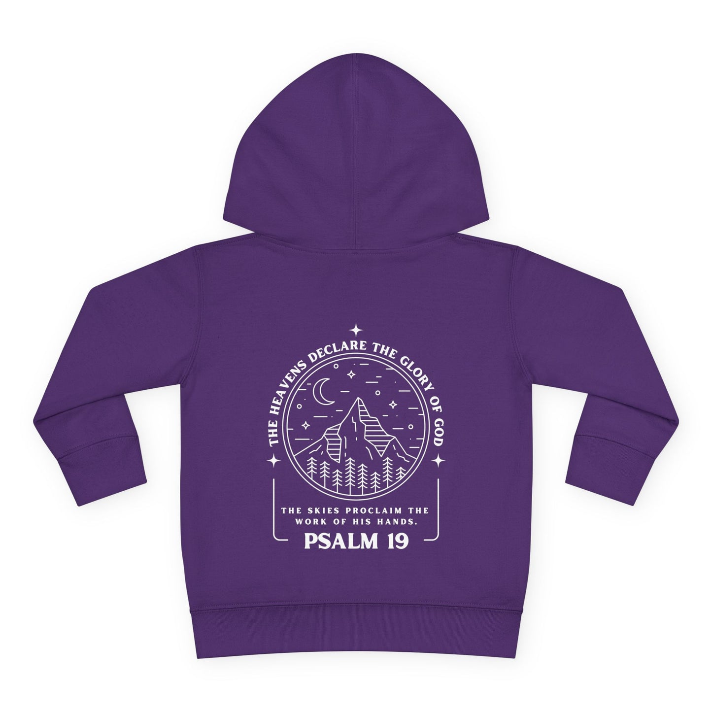 Toddler Psalm 19 'The Heavens Declare The Glory Of God' Pullover Fleece Hoodie, Christian Toddler Hooded Sweatshirt