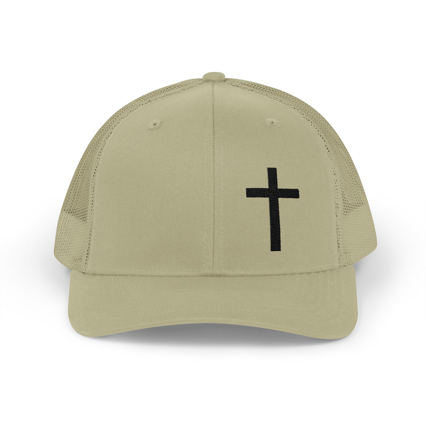 Faith-Inspired Snapback Trucker Cap with Embroidered Cross Design