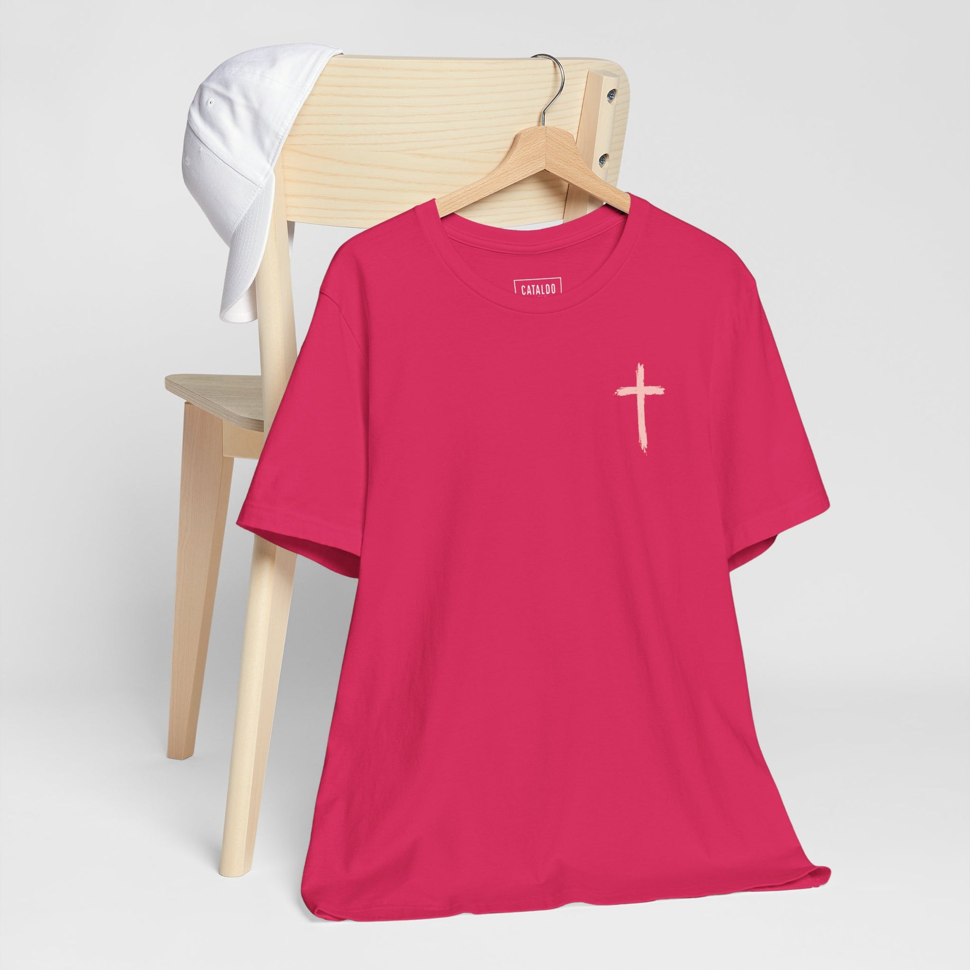 Unisex jersey short sleeve tee featuring floral design with Bible verse Luke 12:27 Christian inspirational shirt