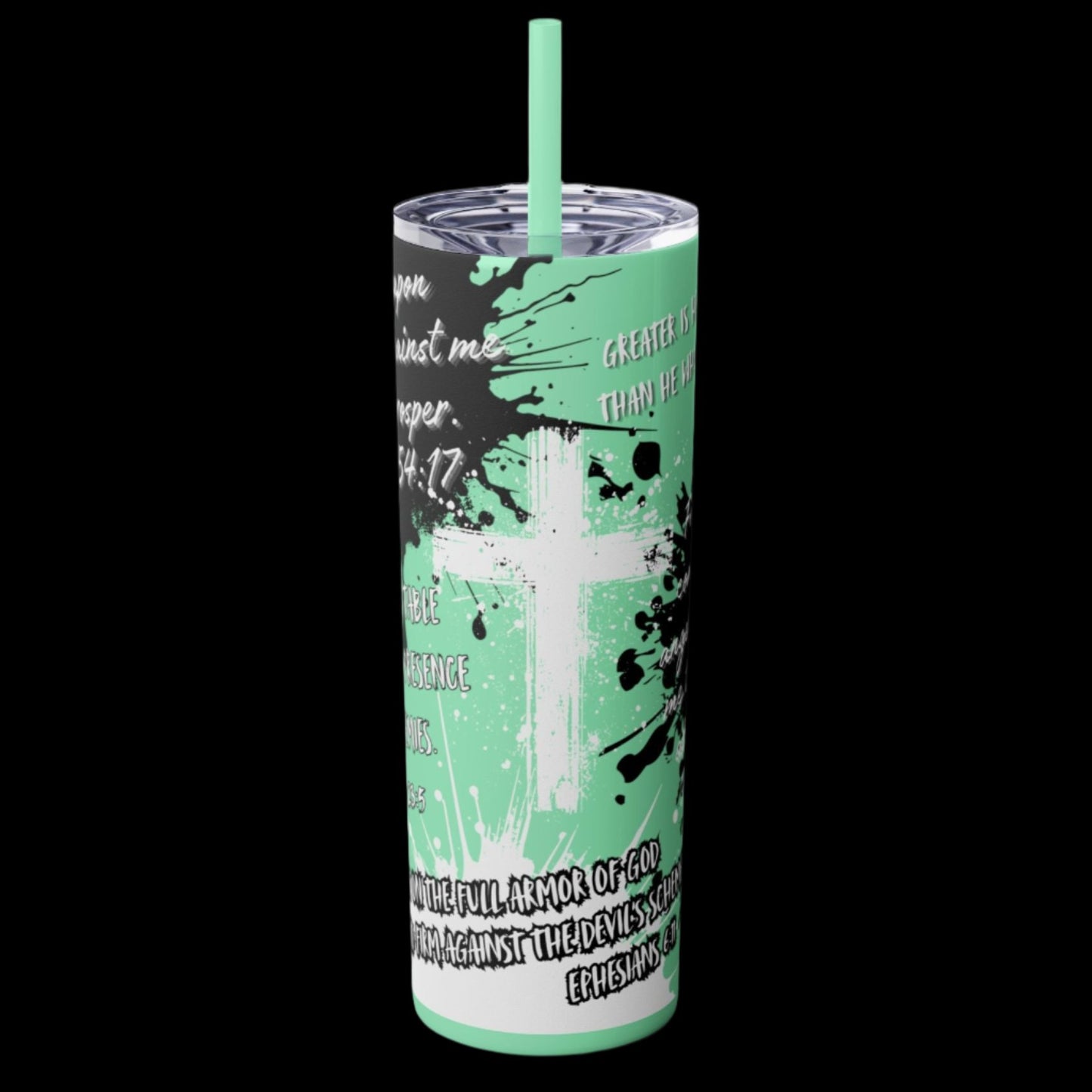 20oz Christian Tumbler With Straw. God's Protection Bible Verse Drink Cup