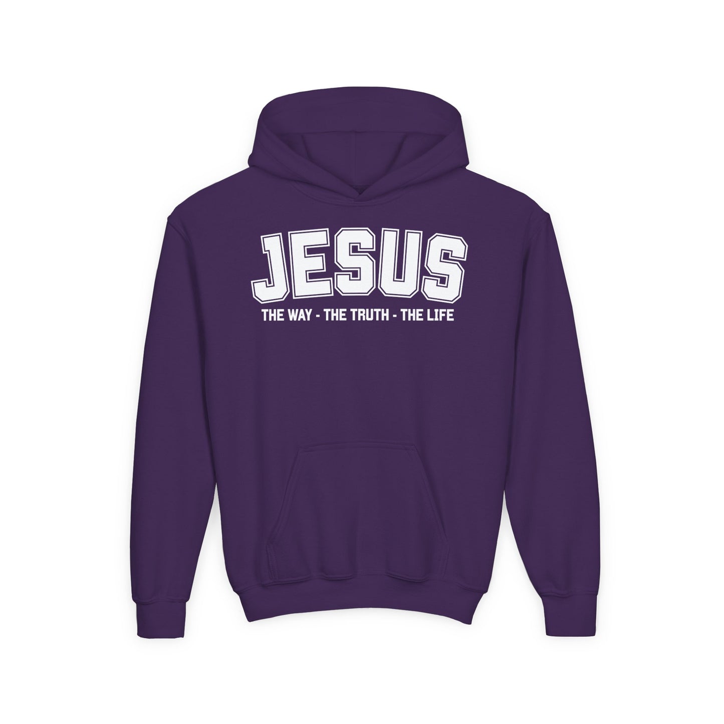 Youth Heavy Blend Hooded Sweatshirt - 'Jesus: The Way, The Truth, The Life' - Inspirational Christian Apparel, Cozy Hoodie for Kids