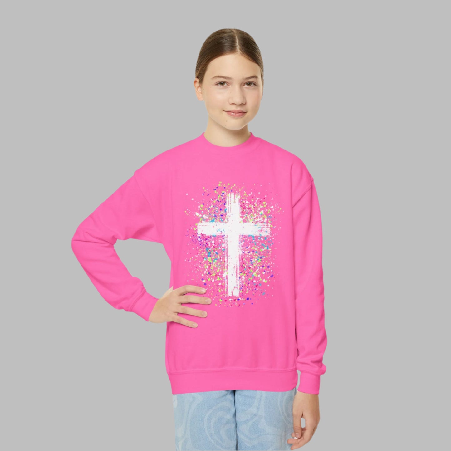 Kids Vibrant Cross Crewneck Sweatshirt