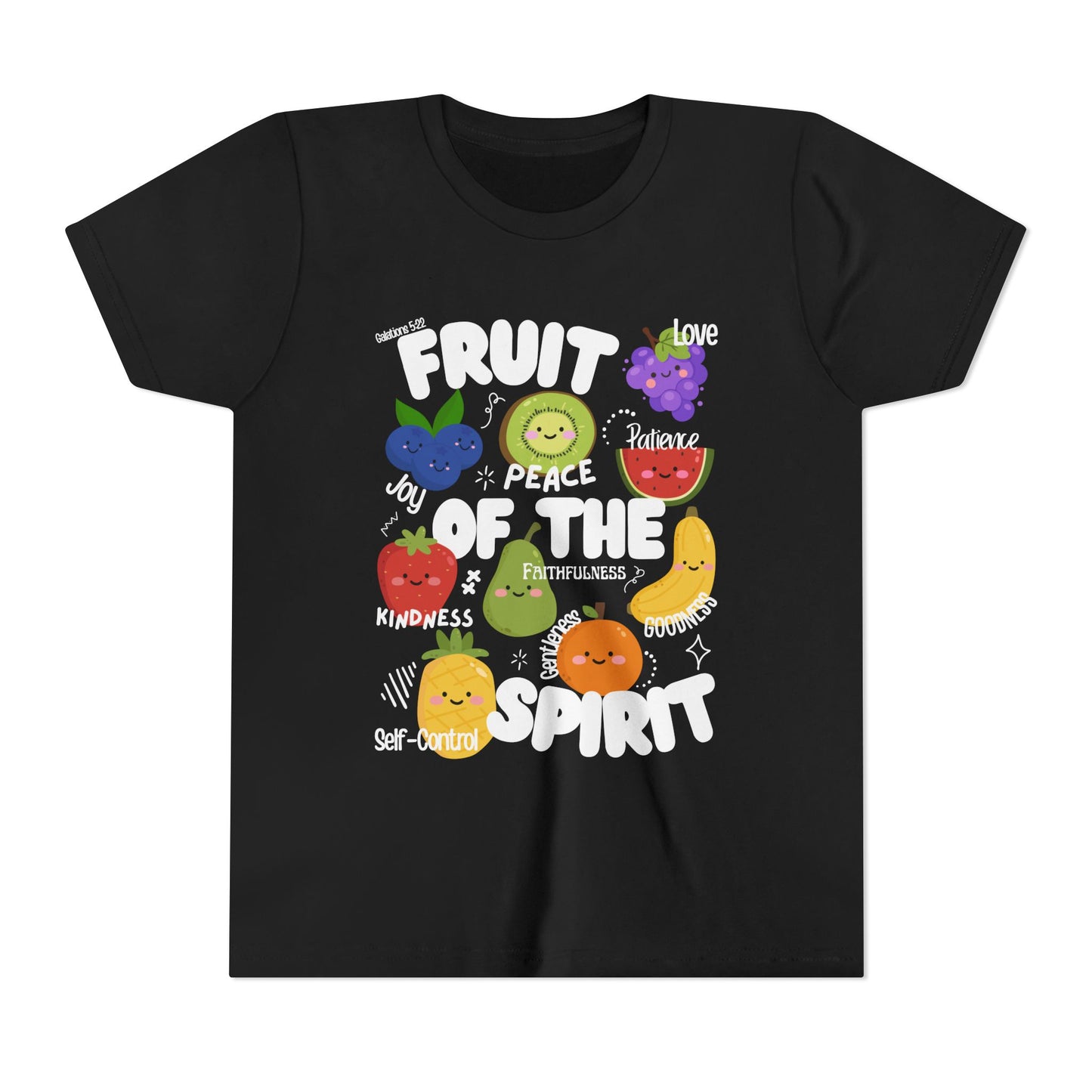 Kids Fruit of the Spirit Christian T-Shirt, Galatians 5:22-23 Youth Bible Verse Tee