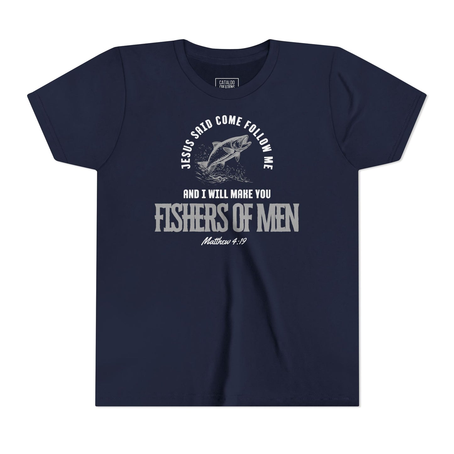 Fishers Of Men Youth Short Sleeve Scripture Tee - Inspirational Jesus Design