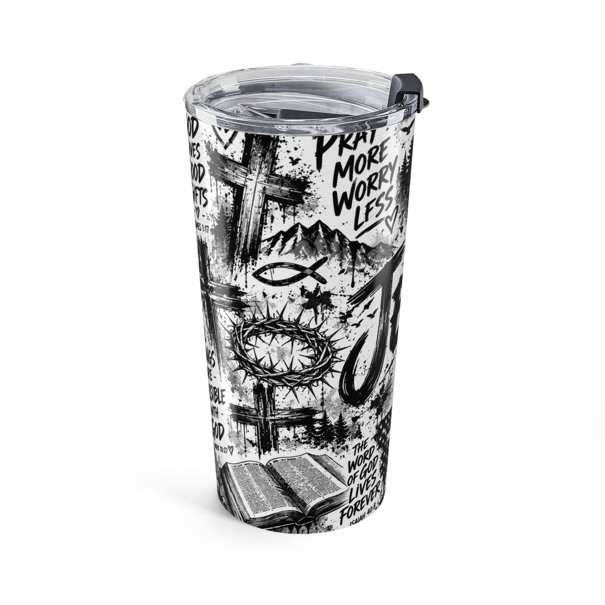 Jesus Changes Everything 20oz Christian Tumbler | Black & White Faith-Inspired Travel Cup