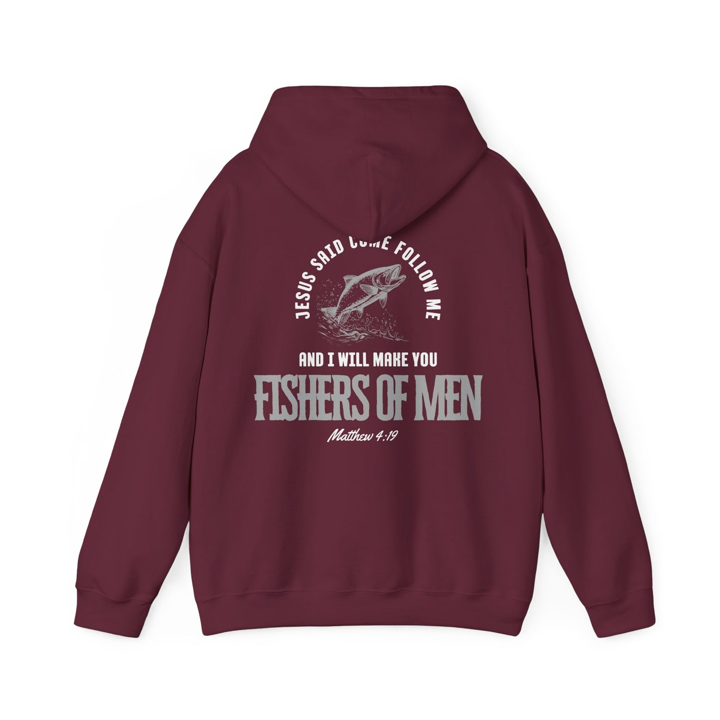 Fishers Of Men Scripture Hooded Sweatshirt, Heavyweight Jesus Inspired Bible Verse Hoodie