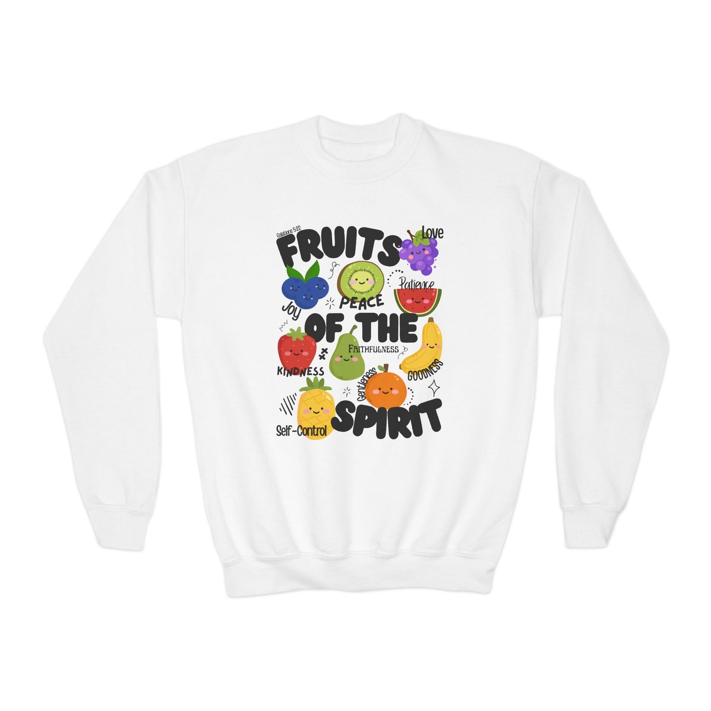 Kids 'Fruits of the Spirit' Crewneck Sweatshirt – Cute Christian Youth Bible Verse Design