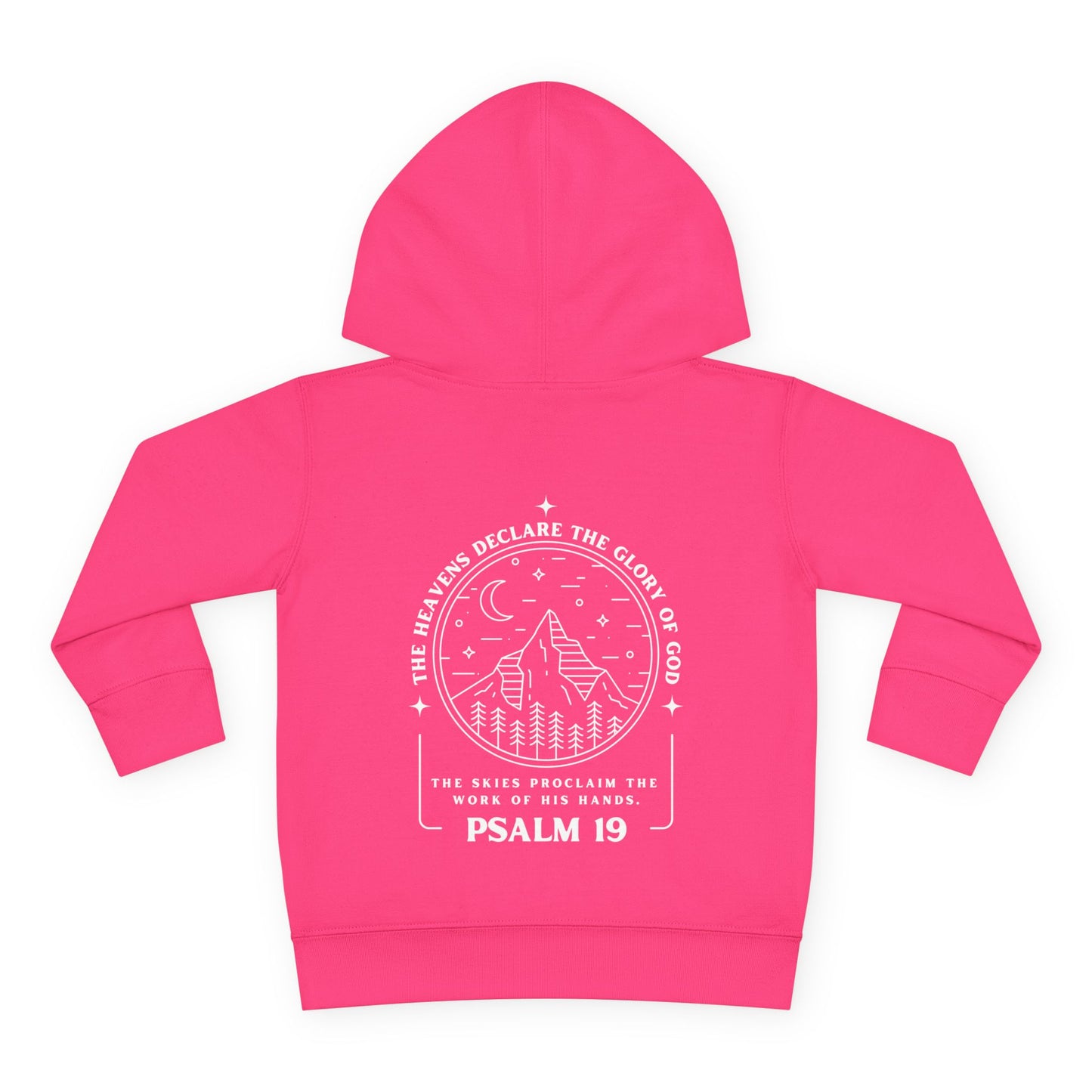 Toddler Psalm 19 'The Heavens Declare The Glory Of God' Pullover Fleece Hoodie, Christian Toddler Hooded Sweatshirt