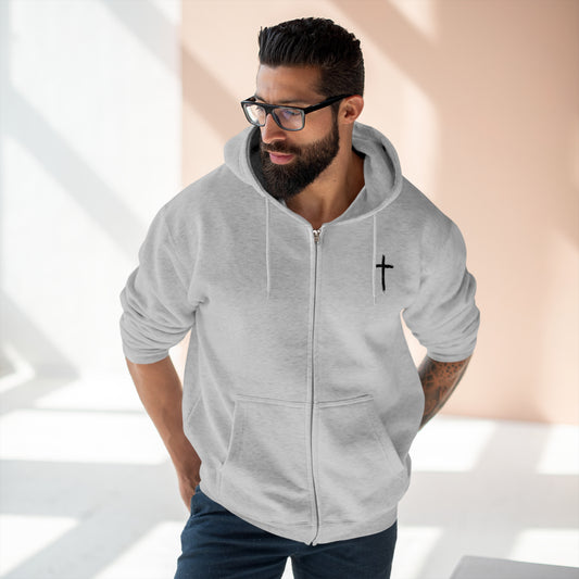 Super Soft Christian Cross Full Zip Hooded Sweatshirt