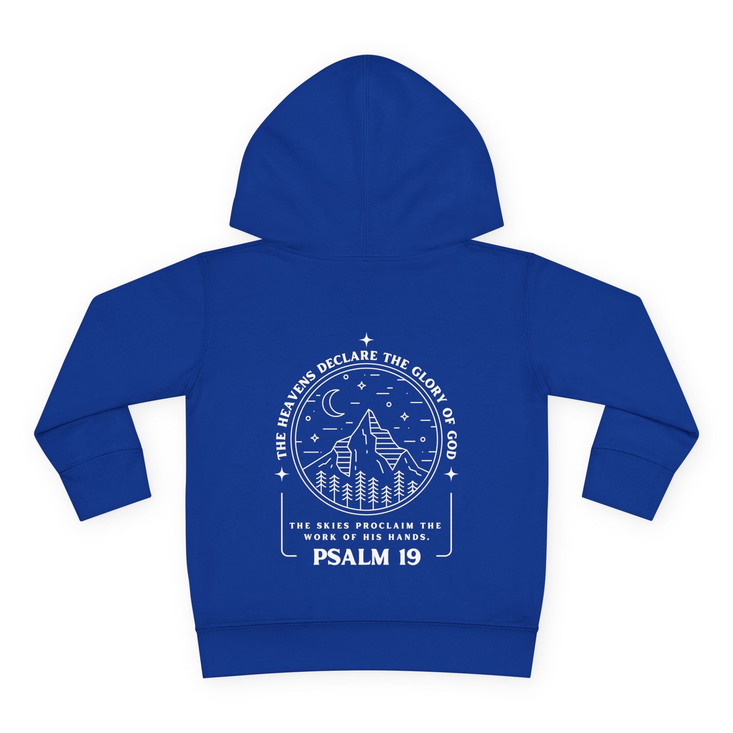 Toddler Psalm 19 'The Heavens Declare The Glory Of God' Pullover Fleece Hoodie, Christian Toddler Hooded Sweatshirt