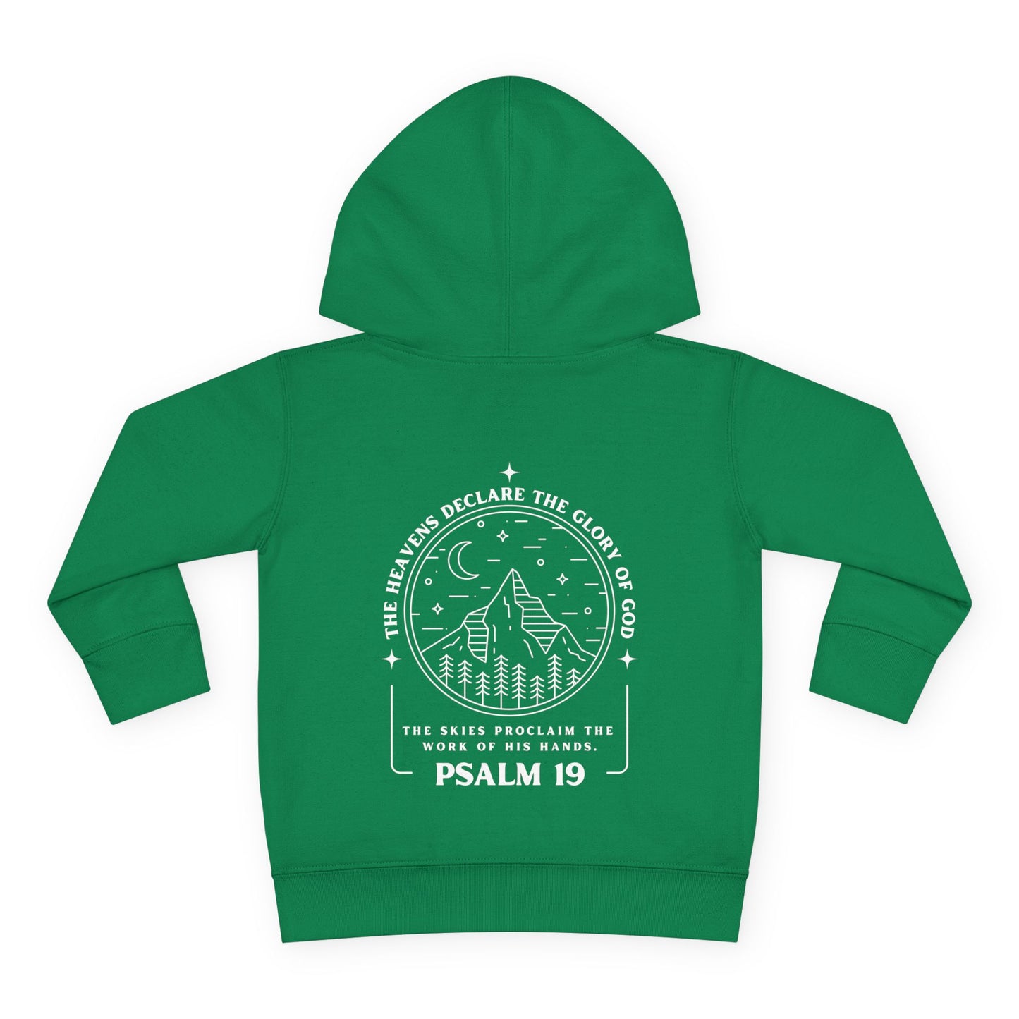 Toddler Psalm 19 'The Heavens Declare The Glory Of God' Pullover Fleece Hoodie, Christian Toddler Hooded Sweatshirt