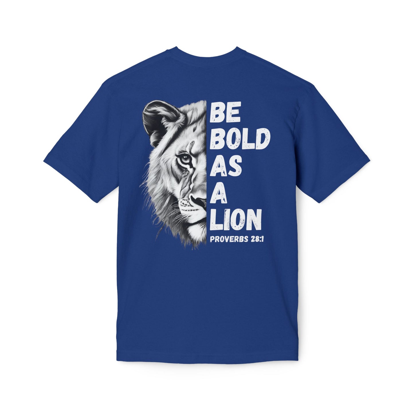 Made In The USA - Bold As A Lion Christian T-Shirt, Inspirational Tee, Faith Apparel, Proverbs 28:1