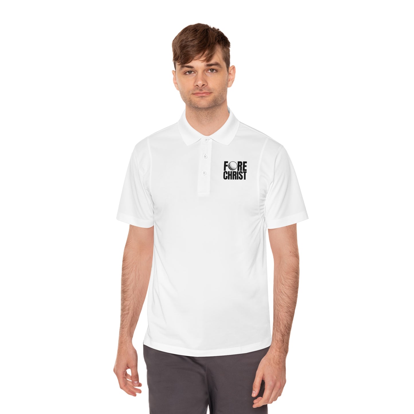 Men's 'Fore Christ' Sport Polo Shirt, Faith-Inspired Activewear, Christian Polo for Golf & Casual Outings, Men's Casual Wear