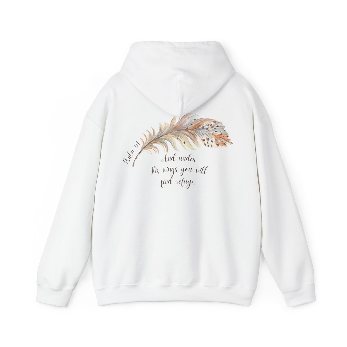 Psalm 91:4 Under His Wings You Will Find Refuge Heavyweight Sweatshirt, Feather Design For Women, Beautiful Christian Apparel