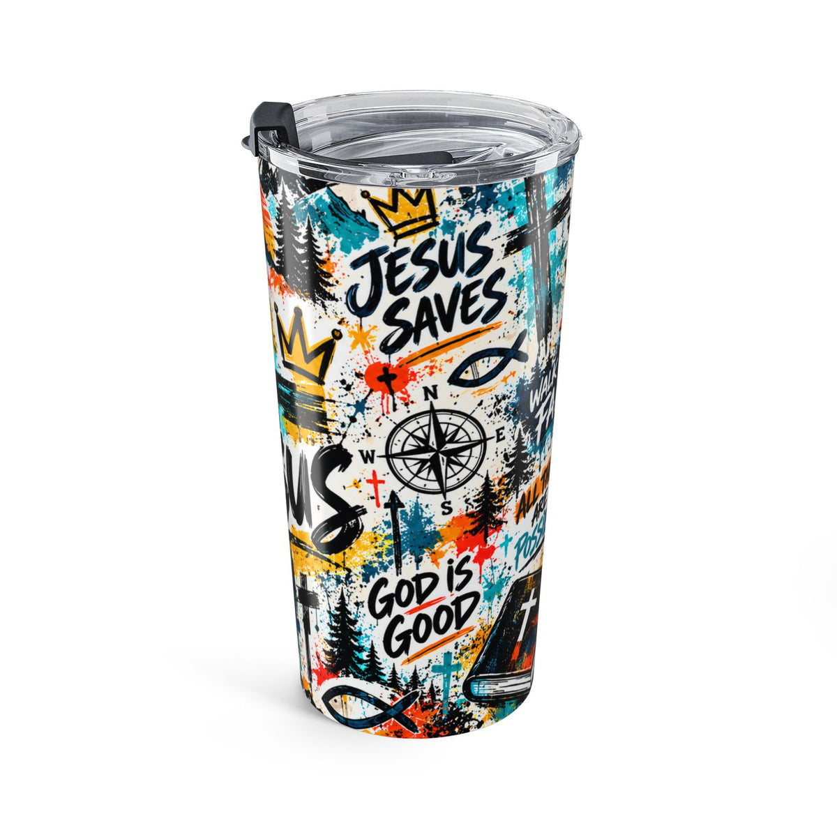 Jesus Christian 20oz Tumbler | Colorful Graffiti Faith-Inspired Stainless Steel Travel Cup