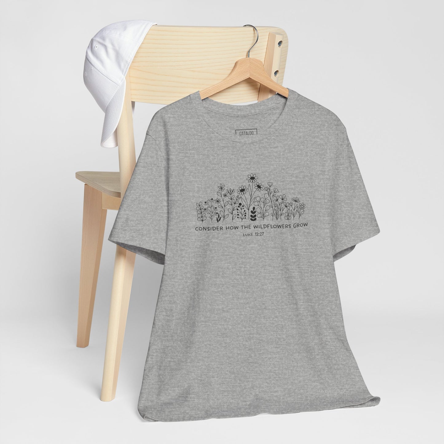 "Consider How The Wildflowers Grow" Luke 12 Bible Verse Graphic T-Shirt
