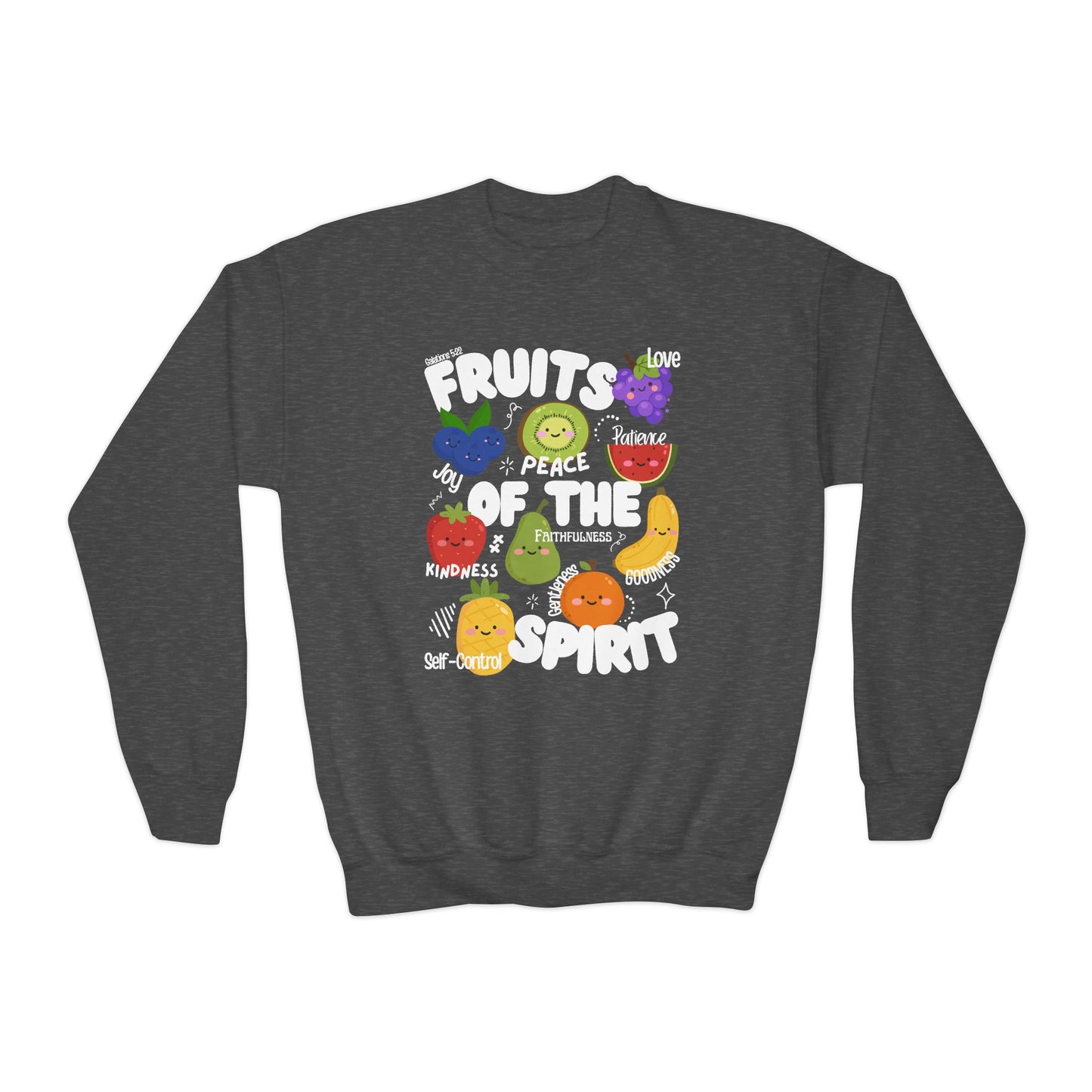 Kids 'Fruits of the Spirit' Crewneck Sweatshirt – Cute Christian Youth Bible Verse Design
