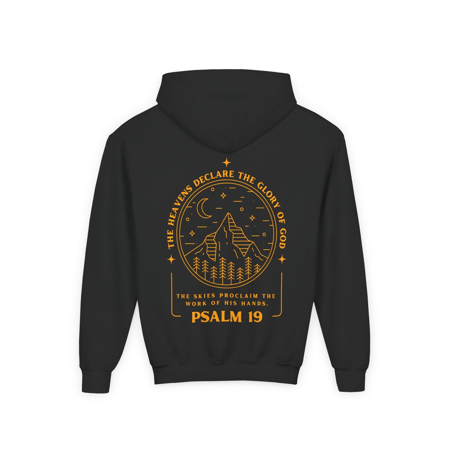 Youth Psalm 19 Hooded Sweatshirt, Cozy Kids Christian Apparel, 'The Heavens Declare The Glory Of God' Teen Bible Verse Hoodie