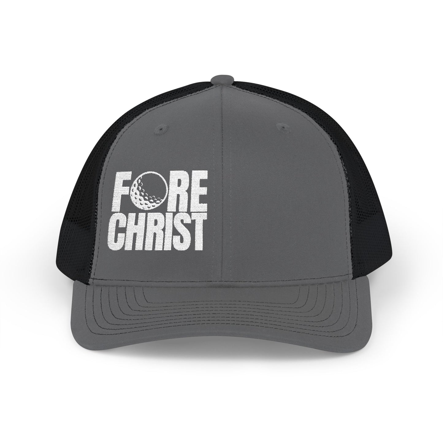 FORE CHRIST Snapback Trucker Cap - Stylish Golf Hat for Faith & Sport Enthusiasts