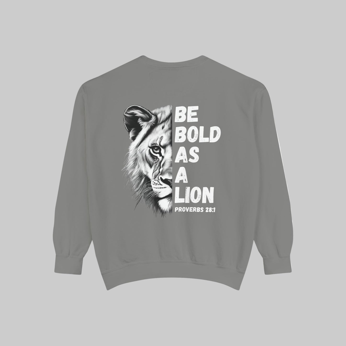 Be Bold As A Lion Christian Premium Crewneck Sweatshirt, Faith Based Proverbs Bible Verse  Sweatshirt