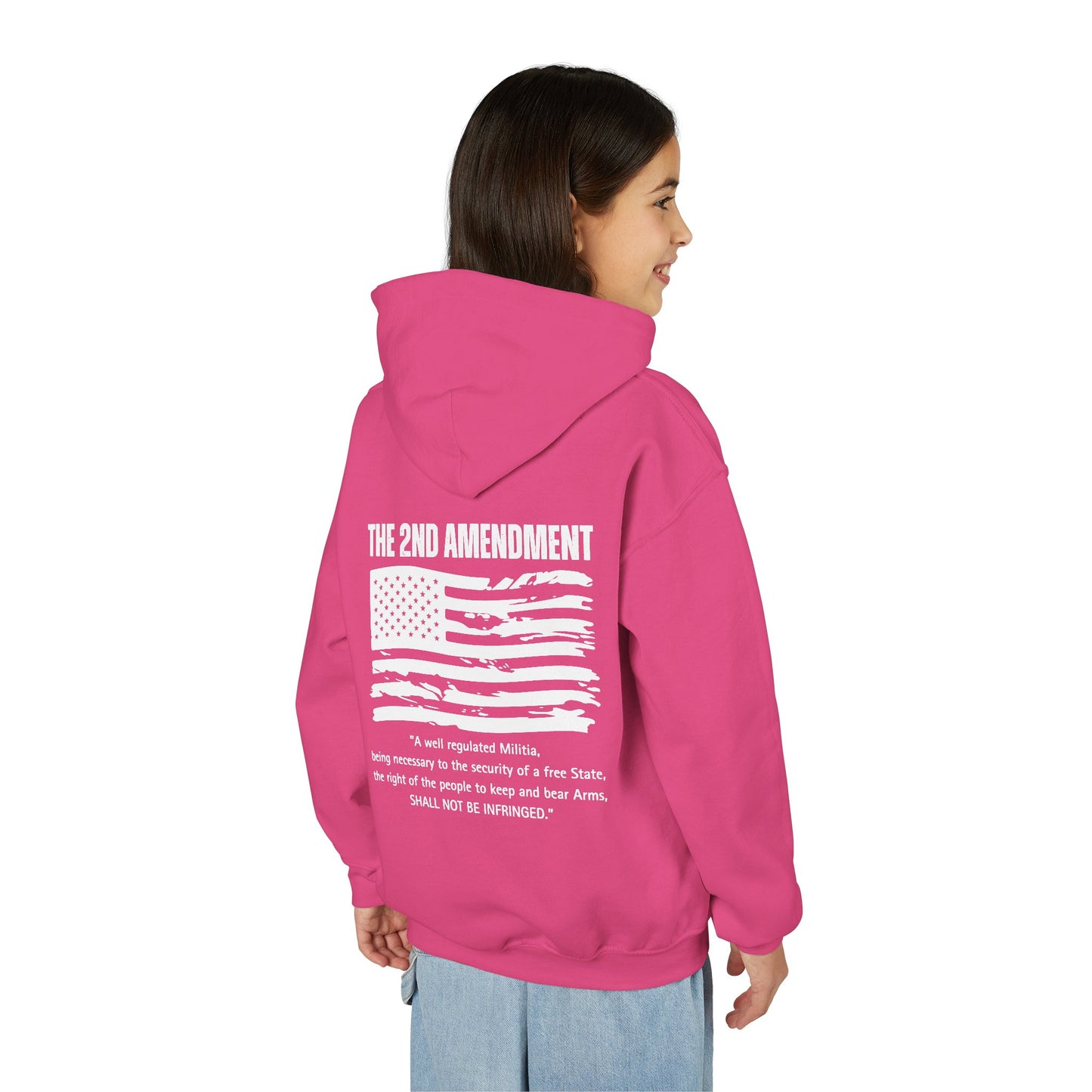 Youth 2nd Amendment Flag Design Hoodie, Kids 2A Sweatshirt, Gift for Teens, Patriotic Apparel, Flag Hoodie