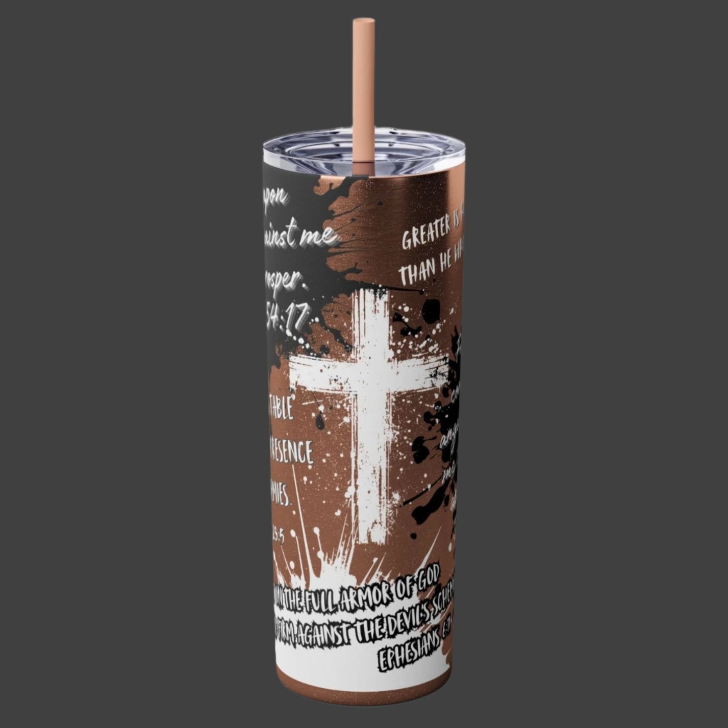 20oz Christian Tumbler With Straw. God's Protection Bible Verse Drink Cup