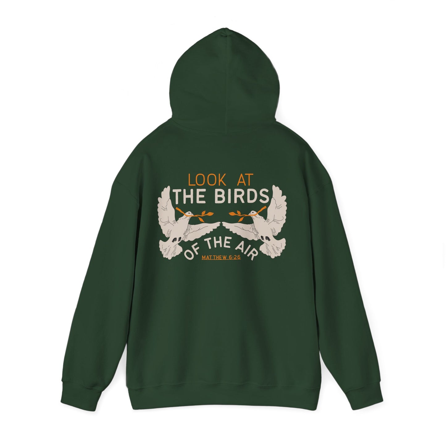 Look At The Birds of the Air Hoodie — Cross Hooded Sweatshirt, Christian Graphic Pullover