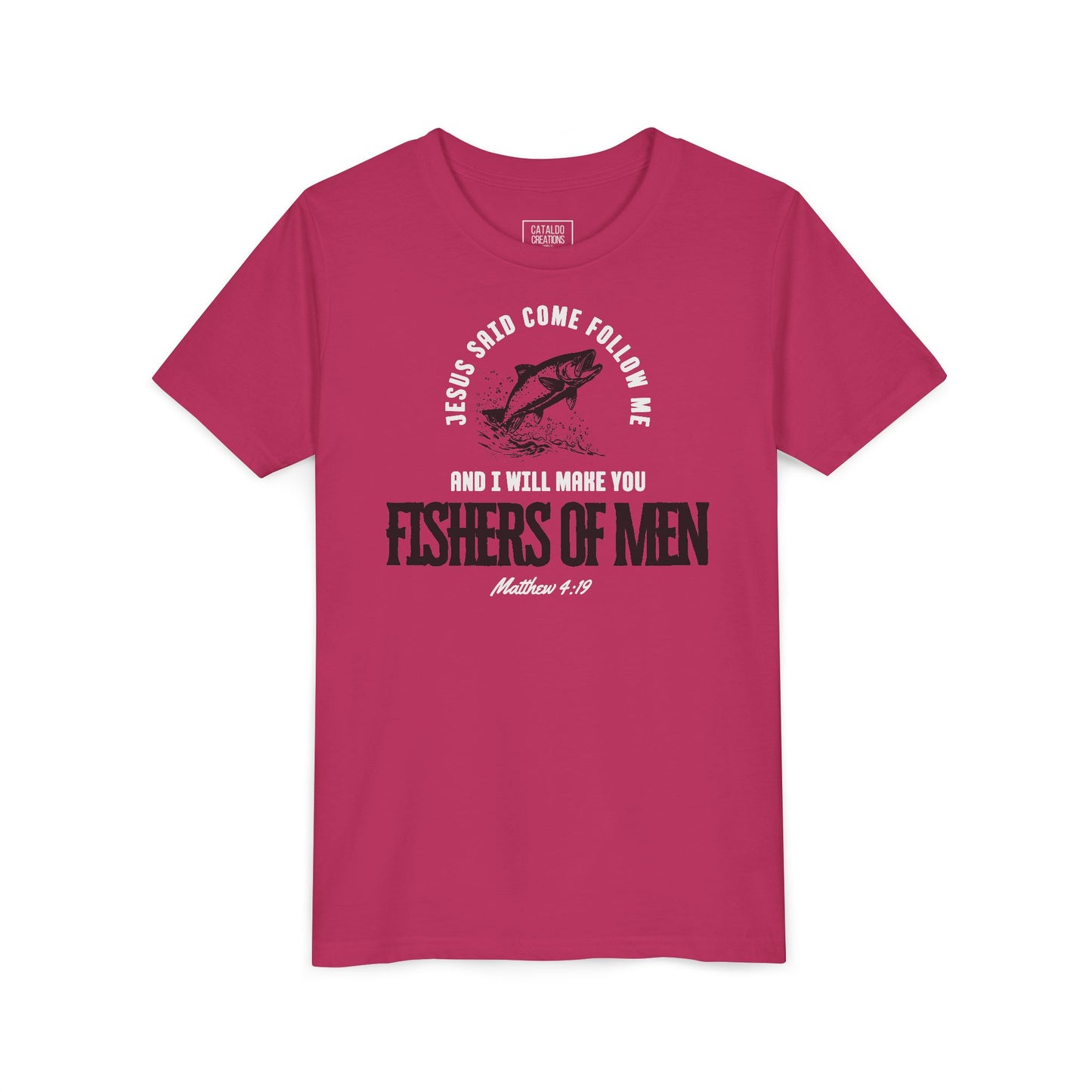 Fishers Of Men Youth Short Sleeve Scripture Tee - Inspirational Jesus Design