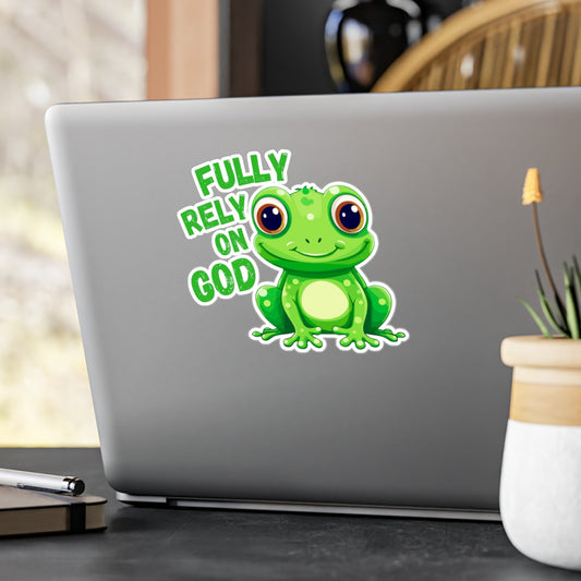 FROG Sticker, Fully Rely On God Christian Sticker Decal, Frog Laptop Sticker, Nature Aesthetic, Gift for Faith Lovers