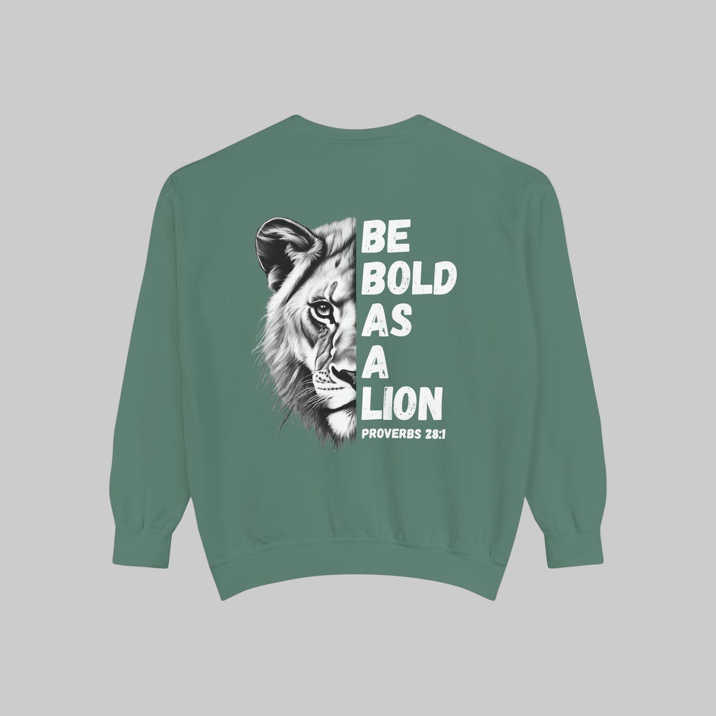 Be Bold As A Lion Christian Premium Crewneck Sweatshirt, Faith Based Proverbs Bible Verse  Sweatshirt