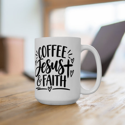 Coffee Jesus & Faith Christian Coffee Mug | Inspirational Faith-Based Ceramic Cup | 11oz & 15oz